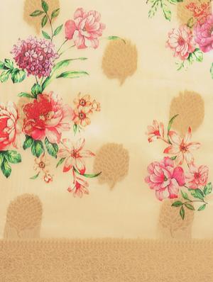 floral woven saree with blouse - 17353363 - Standard Image - 3