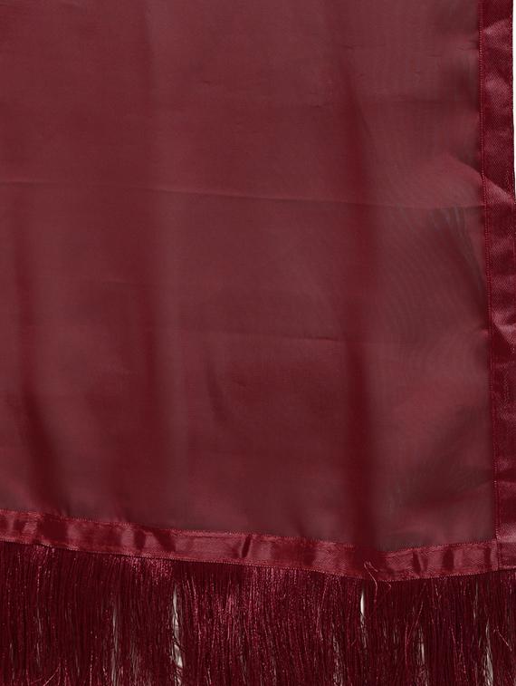 solid fusion saree with blouse - 17353377 - Zoom Image - 5