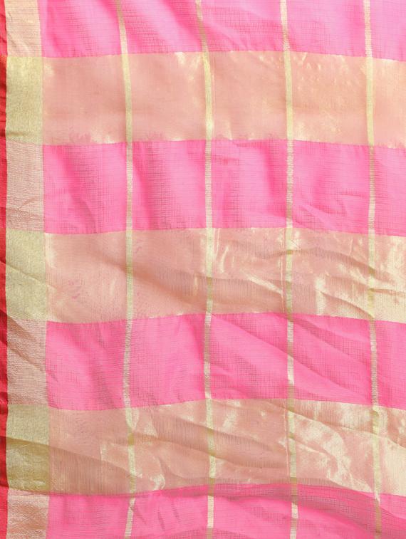 solid woven saree with blouse - 17353391 - Zoom Image - 5