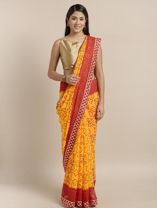 bandhani printed saree with blouse - 17353395 - Standard Image - 1
