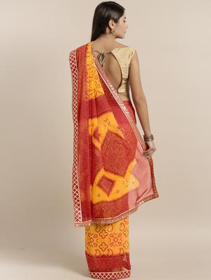 bandhani printed saree with blouse - 17353395 - Standard Image - 2