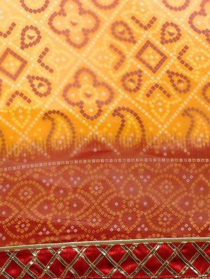 bandhani printed saree with blouse - 17353395 - Standard Image - 3