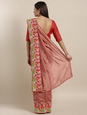 floral embroidered saree with blouse - 17353420 - Standard Image - 2