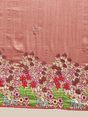 floral embroidered saree with blouse - 17353420 - Standard Image - 3