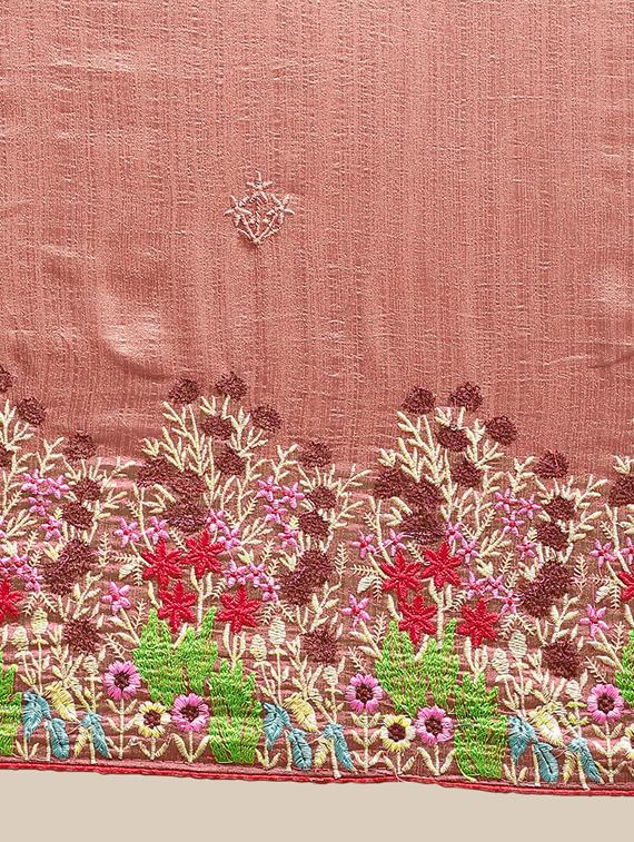 floral embroidered saree with blouse - 17353420 - Zoom Image - 3