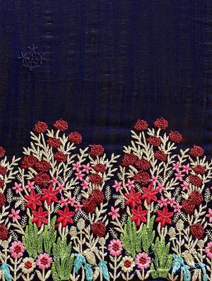 navy silk blend embroidered saree with blouse - 17353421 - Standard Image - 3