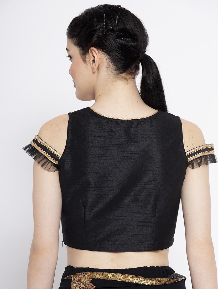 cold shoulder solid blouse - 17353473 - Zoom Image - 3