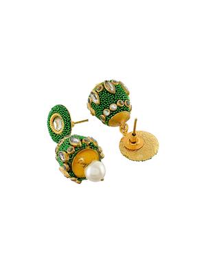green brass jhumka earring - 17353478 - Standard Image - 3