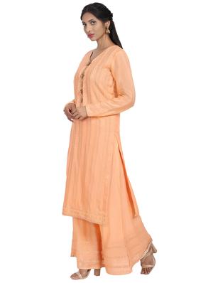 embroidered palazzo semi-stitched suit - 17353877 - Standard Image - 2