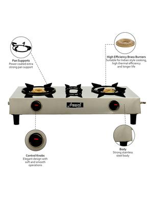 stainless steel 2 burner gas stove, manual ignition - 17353897 - Standard Image - 3