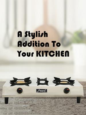 stainless steel 2 burner gas stove, manual ignition - 17353897 - Standard Image - 5