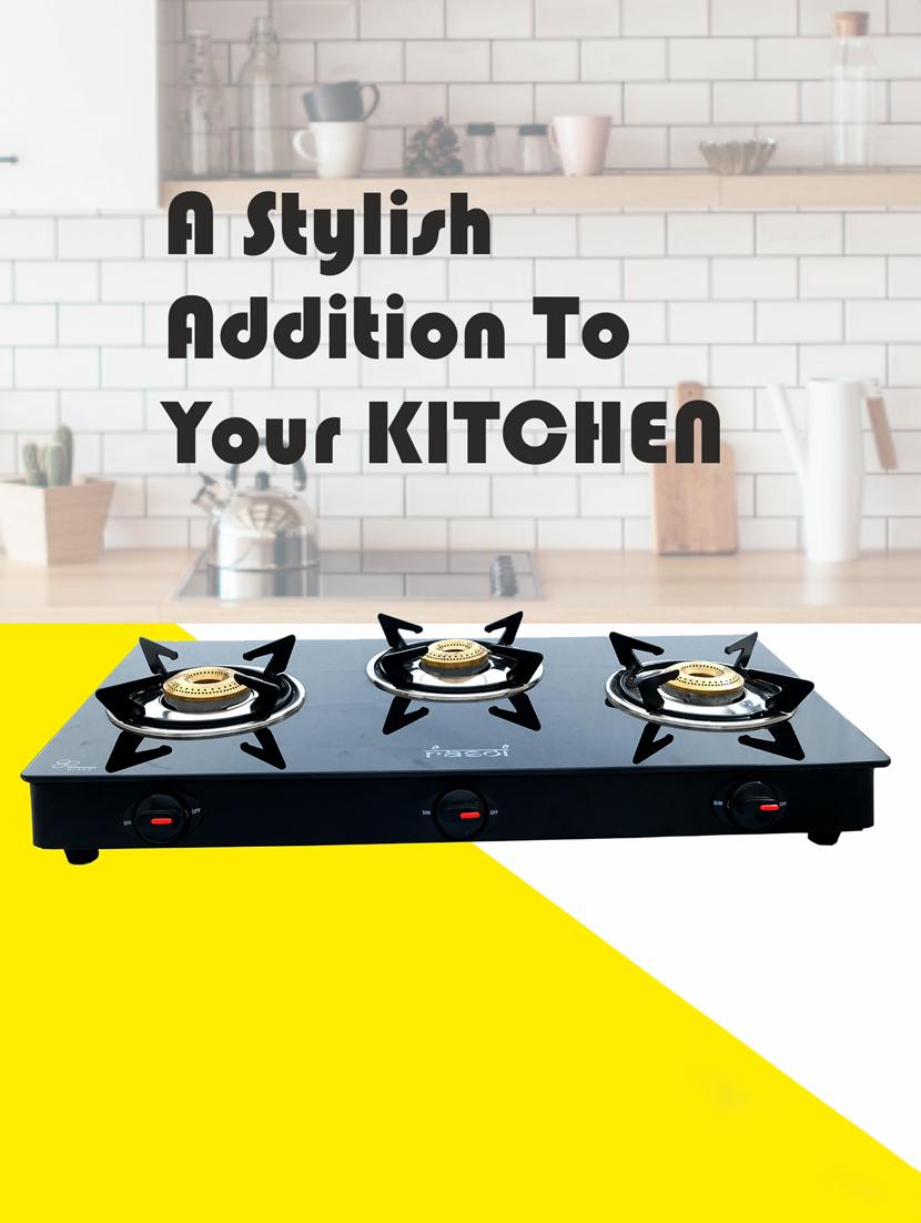 glass top 3 burner gas stove, manual ignition - 17353903 - Zoom Image - 5