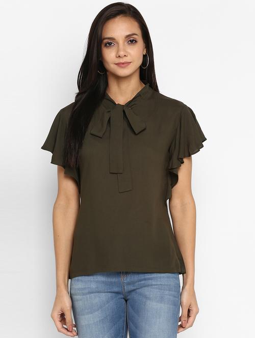tie up neck solid top - 17354036 - Very Small Image - 1