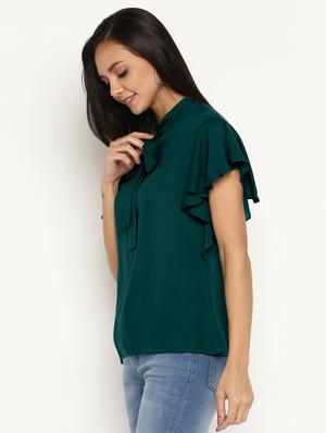 tie up neck solid top - 17354037 - Standard Image - 2