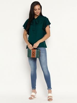 tie up neck solid top - 17354037 - Standard Image - 4