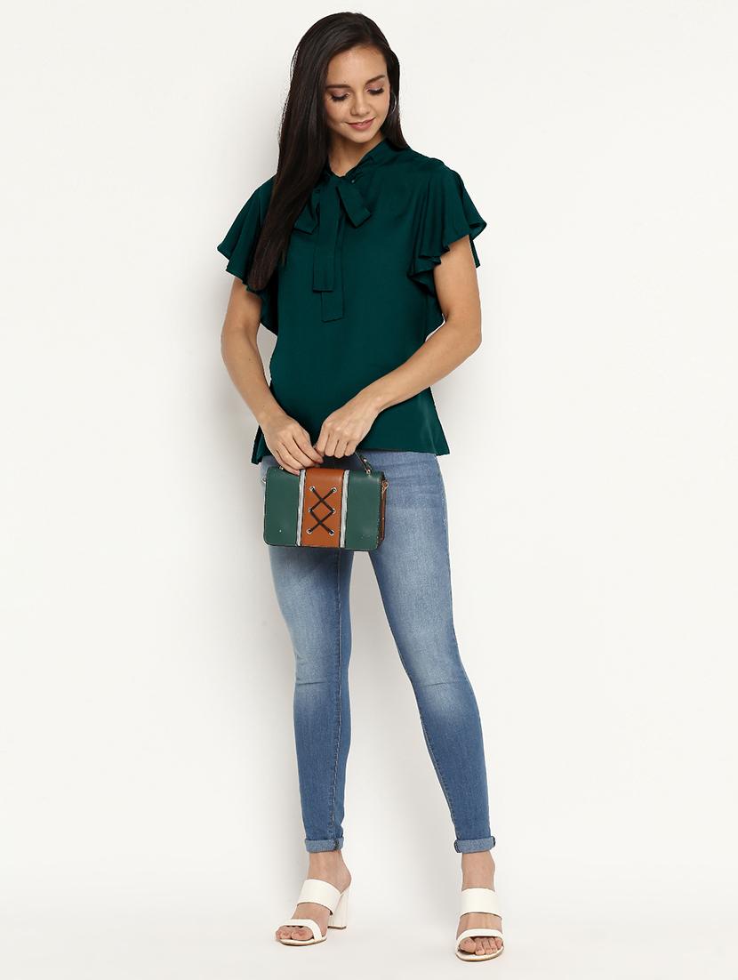 tie up neck solid top - 17354037 - Zoom Image - 4