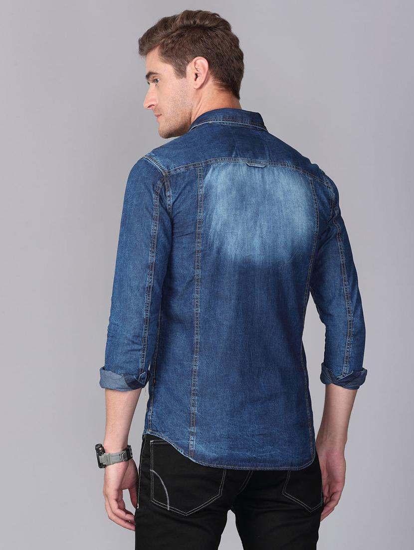 blue faded denim casual shirt - 17354138 - Zoom Image - 2