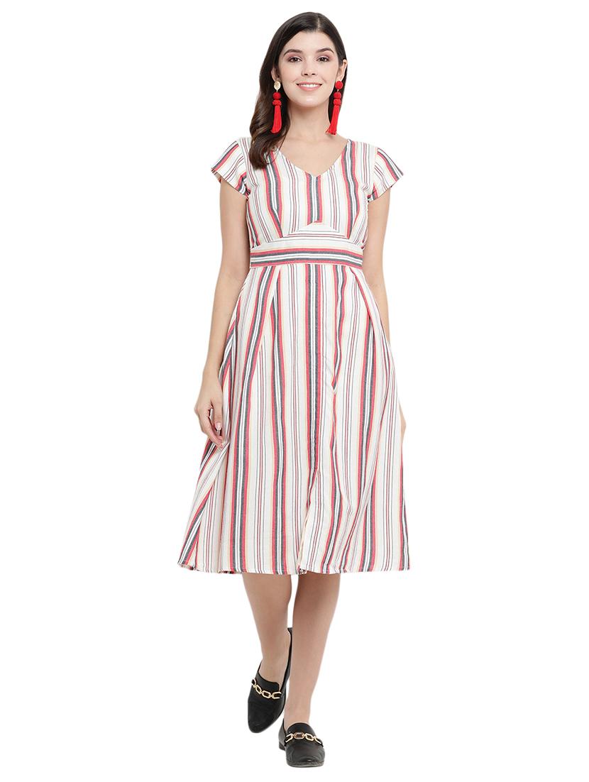 v neck striped dress - 17354315 - Zoom Image - 1