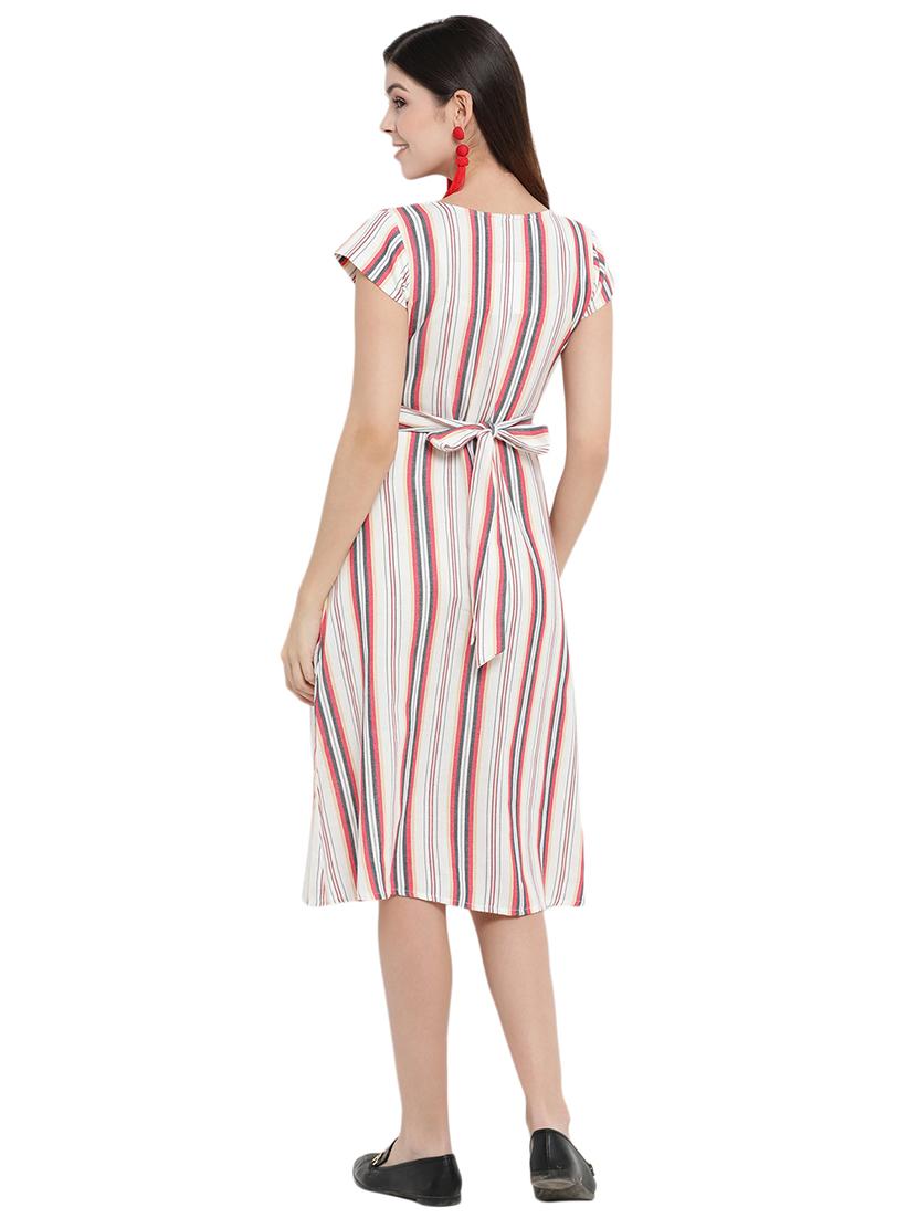 v neck striped dress - 17354315 - Zoom Image - 3