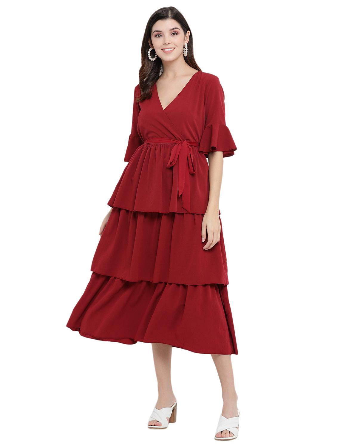 tie front tiered dress - 17354318 - Zoom Image - 1