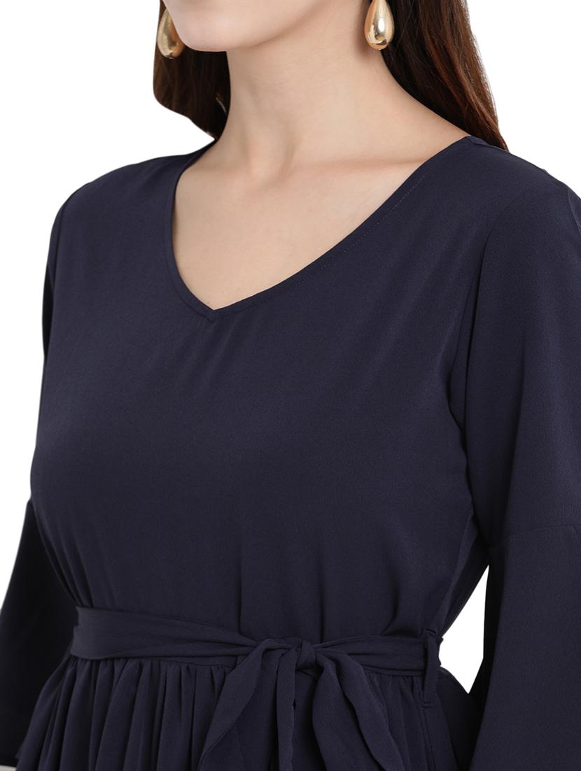 tie front bell sleeves dress - 17354326 - Zoom Image - 4