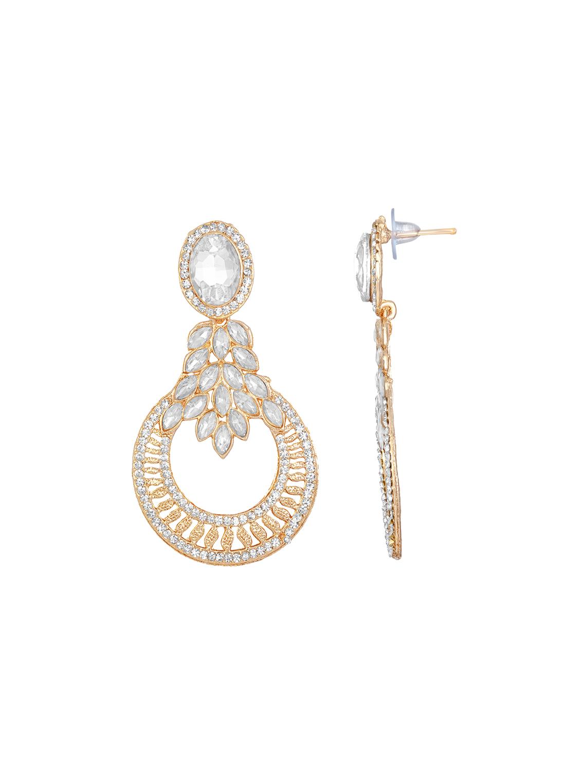 gold metal drop earring - 17354430 - Zoom Image - 2