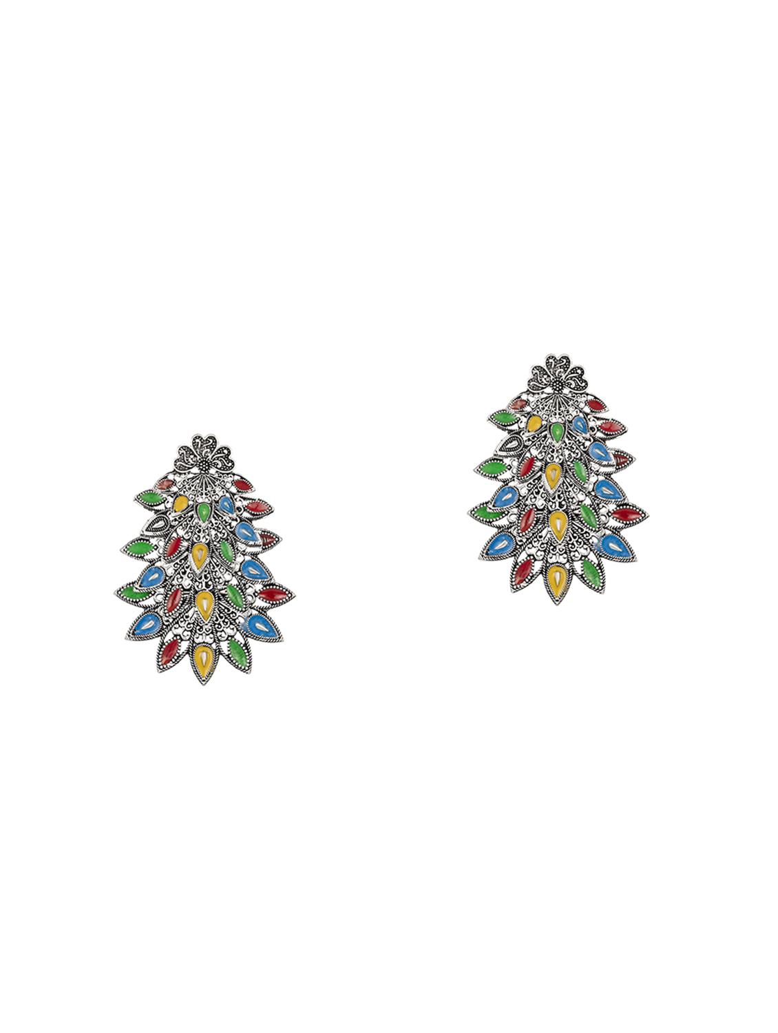 silver metal drop earring - 17354435 - Zoom Image - 1