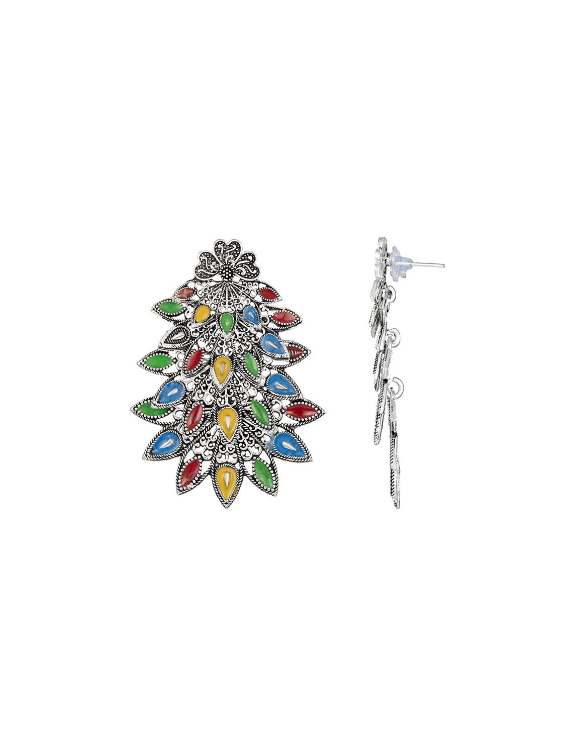 silver metal drop earring - 17354435 - Zoom Image - 2