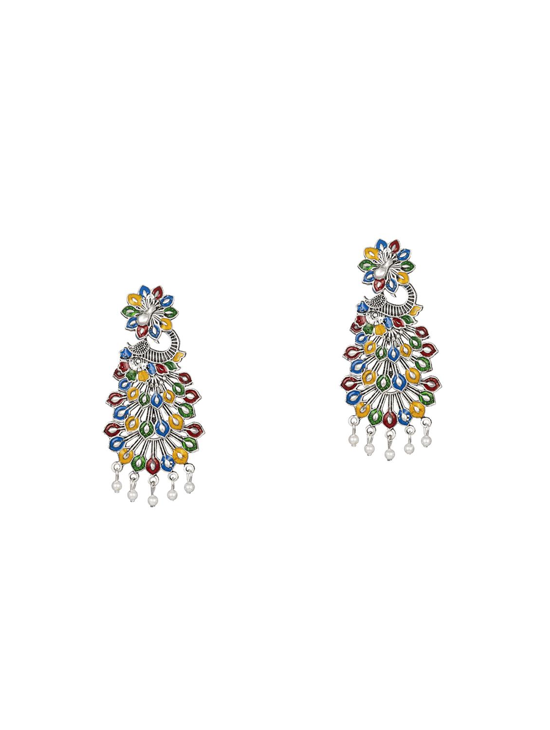 silver metal drop earring - 17354437 - Zoom Image - 1