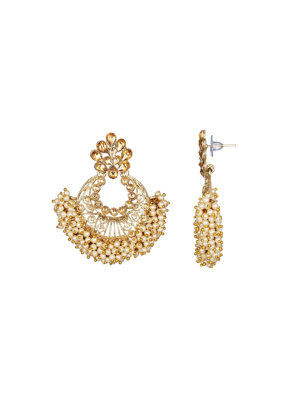 gold metal chandballi earring - 17354440 - Zoom Image - 2