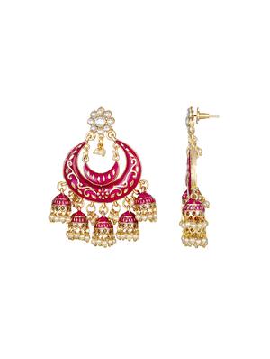 gold metal chandballi earring - 17354452 - Standard Image - 2