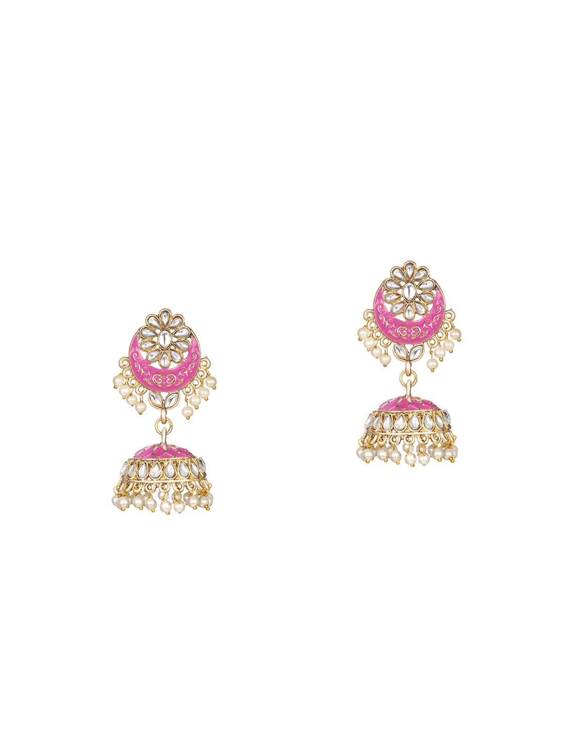 gold metal jhumka earring - 17354465 - Zoom Image - 1