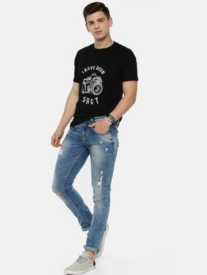 black front print t-shirt - 17354564 - Standard Image - 4