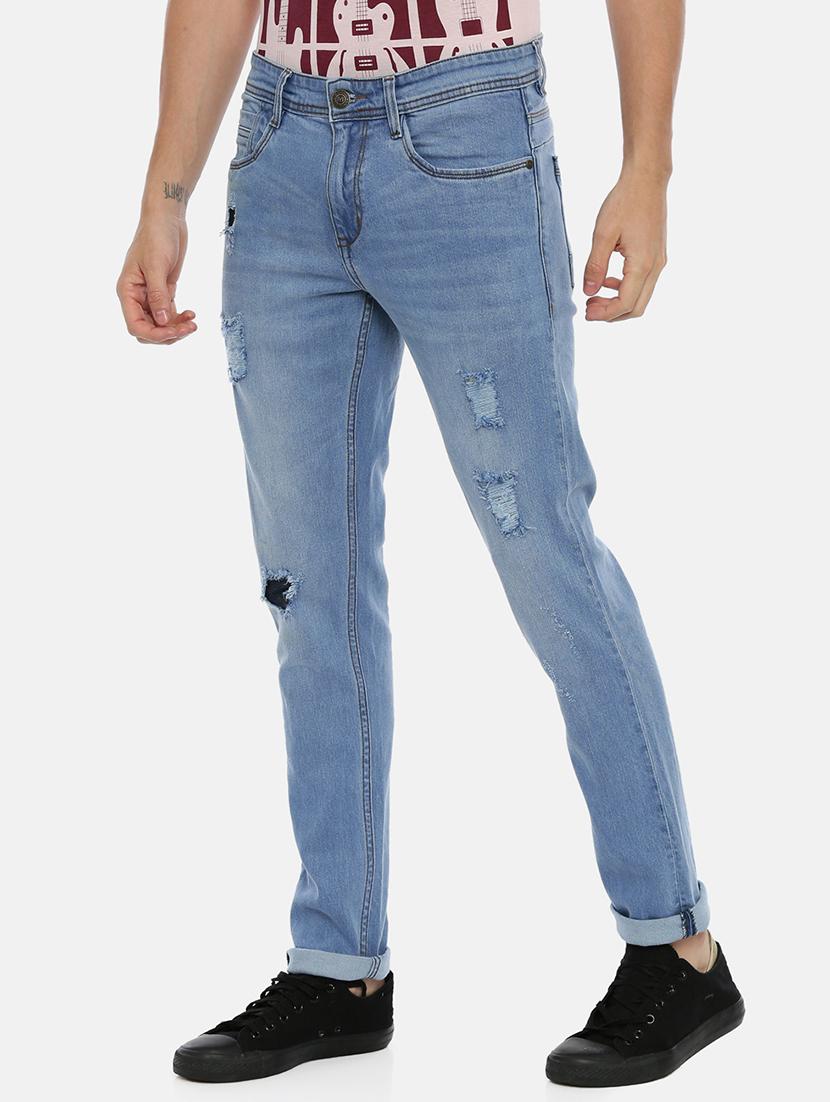 blue light washed distressed denim jeans - 17354662 - Zoom Image - 2