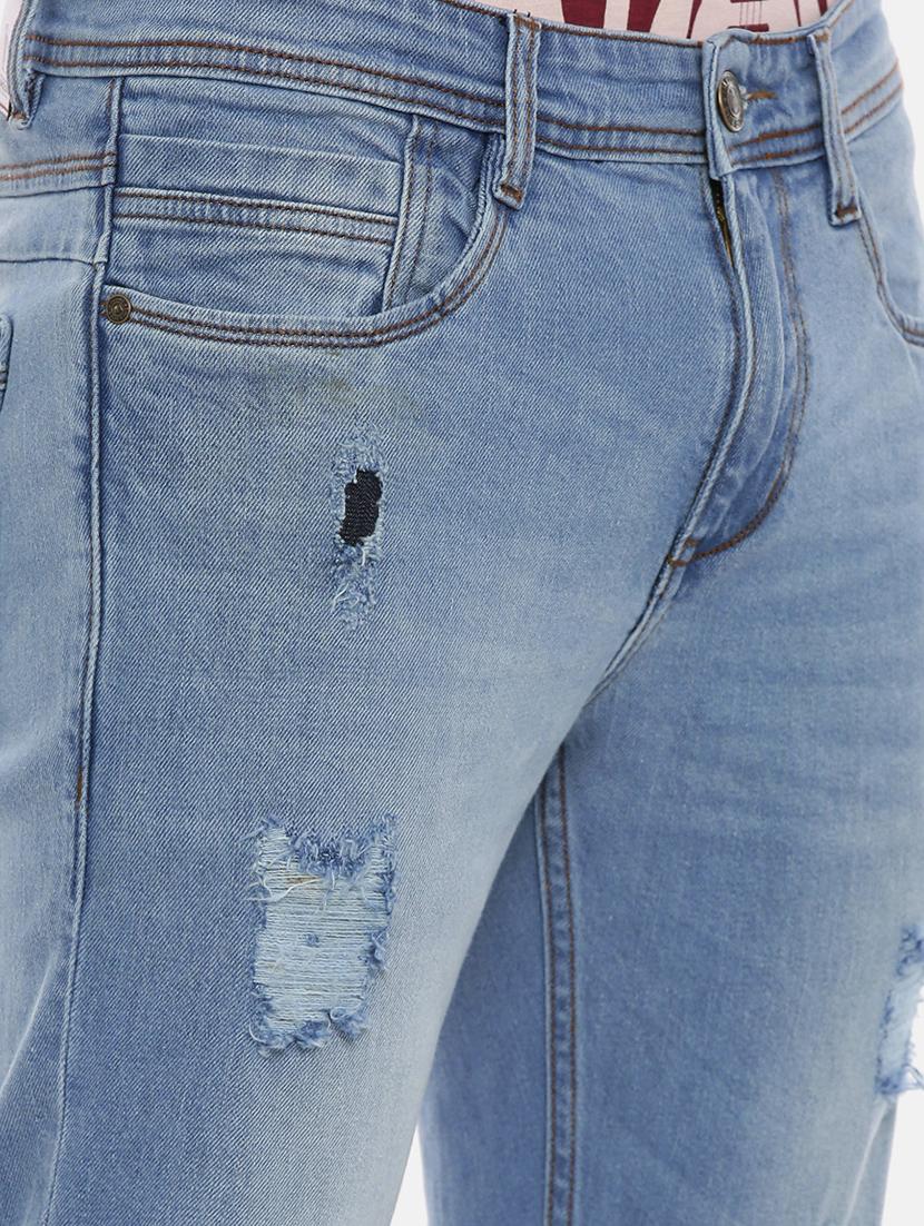 blue light washed distressed denim jeans - 17354662 - Zoom Image - 5