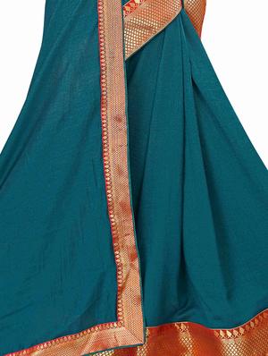 solid bordered saree with blouse - 17354707 - Standard Image - 3