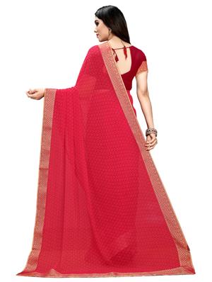 bordered printed saree with blouse - 17354717 - Standard Image - 2