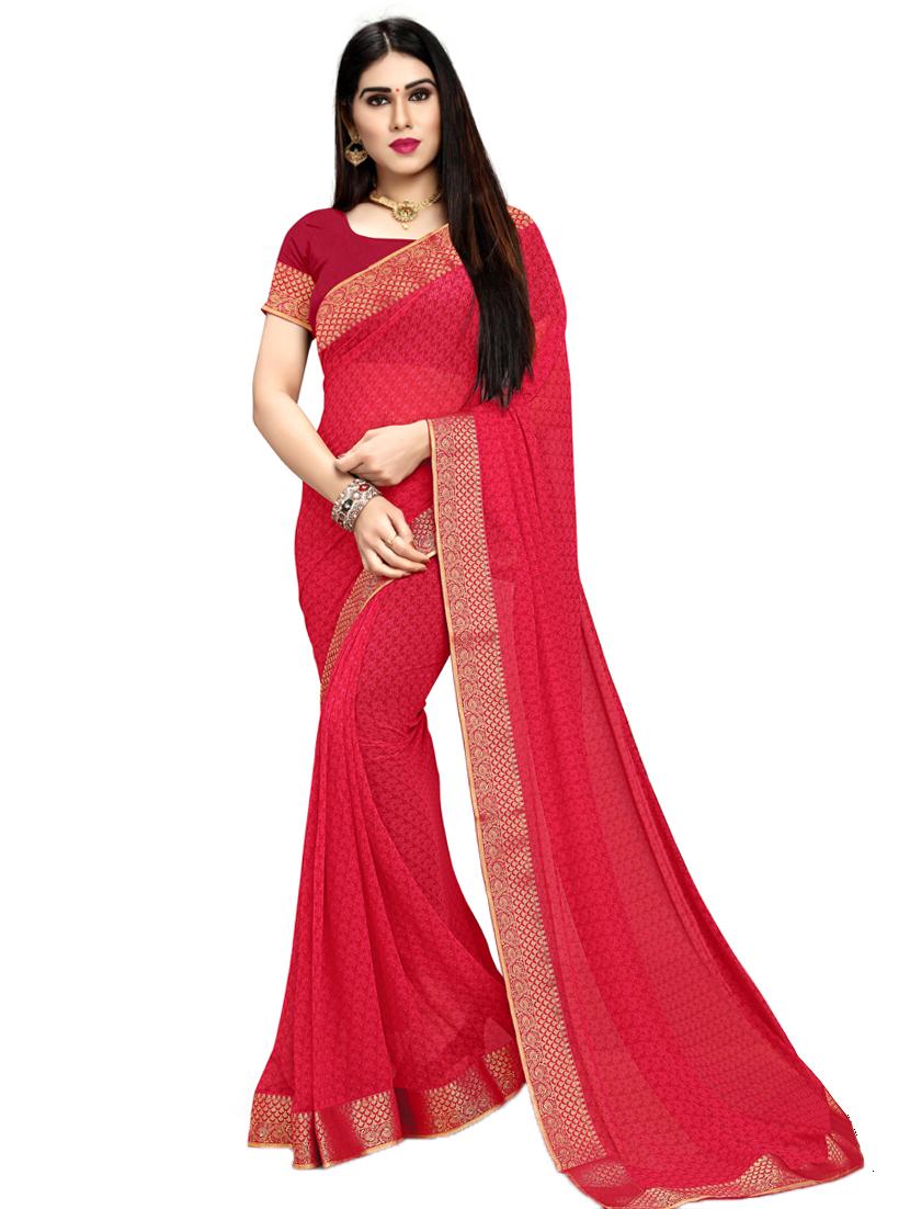 bordered printed saree with blouse - 17354717 - Zoom Image - 1