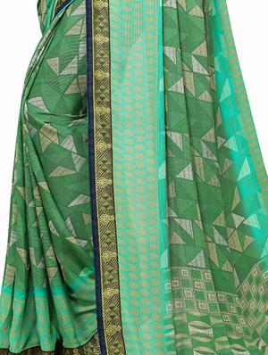 geometrical printed saree with blouse - 17354718 - Standard Image - 3