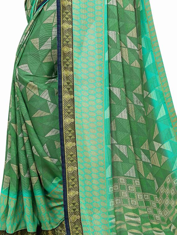 geometrical printed saree with blouse - 17354718 - Zoom Image - 3