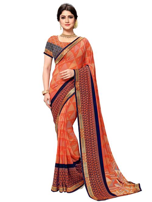 geometrical printed saree with blouse - 17354719 - Standard Image - 1