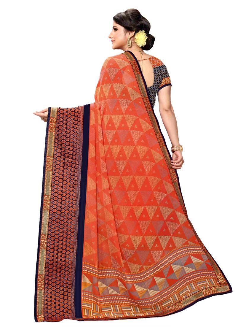 geometrical printed saree with blouse - 17354719 - Zoom Image - 2