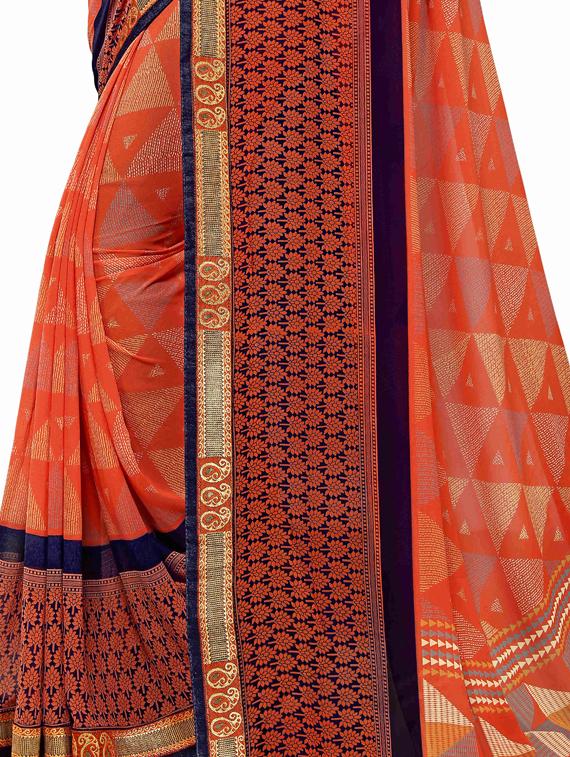 geometrical printed saree with blouse - 17354719 - Zoom Image - 3