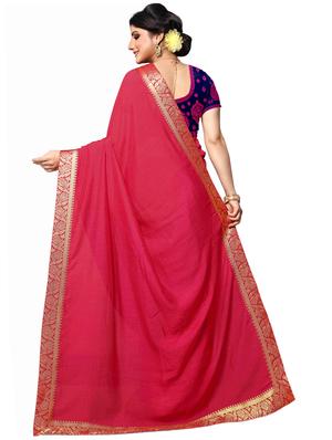 solid bordered saree with blouse - 17354740 - Standard Image - 2