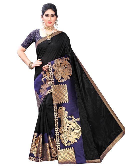 solid bordered saree with blouse - 17354776 - Standard Image - 1