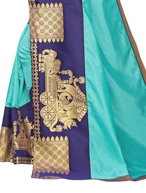 conversational bordered saree with blouse - 17354777 - Standard Image - 3