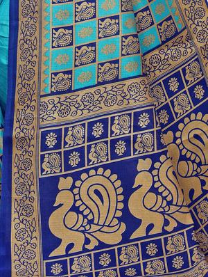 geometrical printed saree with blouse - 17354806 - Standard Image - 3