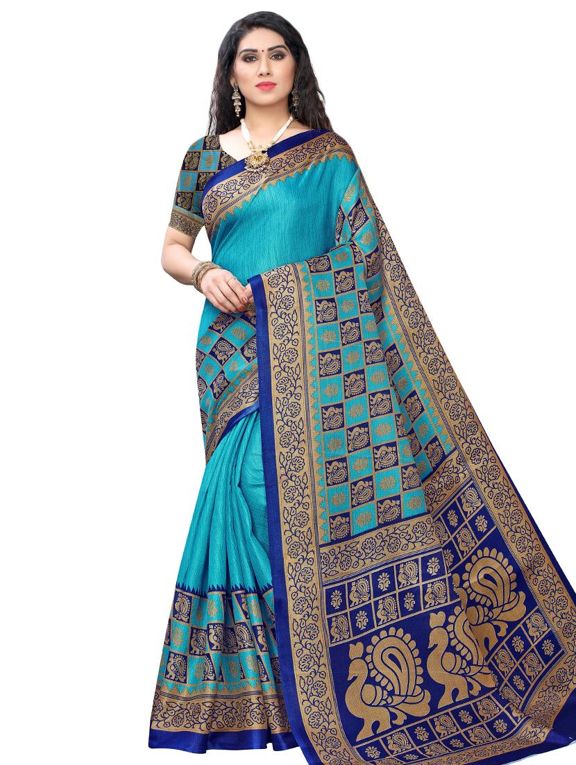 geometrical printed saree with blouse - 17354806 - Zoom Image - 1