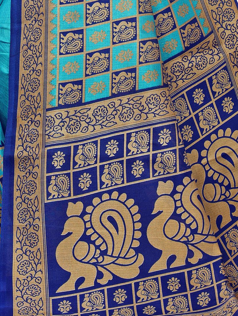 geometrical printed saree with blouse - 17354806 - Zoom Image - 3