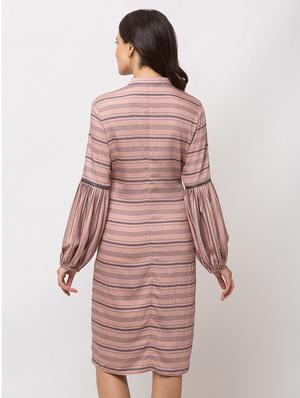 mandarin neck striped dress - 17354968 - Standard Image - 3